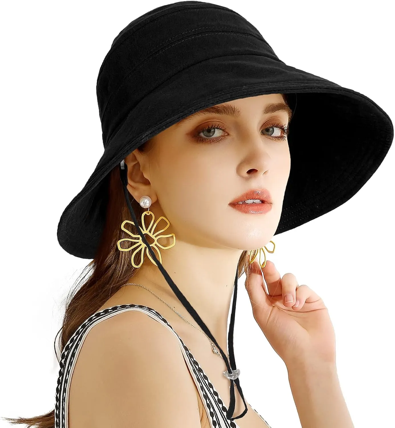 Packable Sun Hats for Women Summer Wide Brim Hat Womens Floppy Cotton Sun Hats for Travel