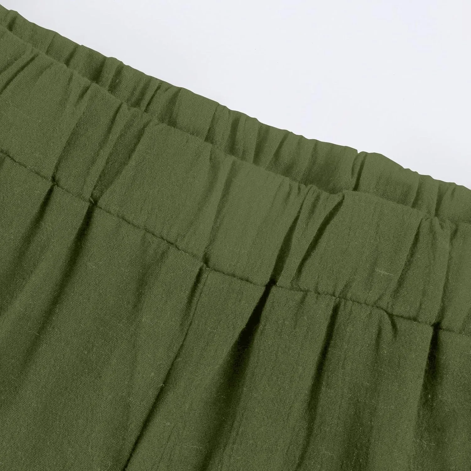 Pedal Pushers for Women Summer Casual Elastic High Waisted Wide Leg Linen Pants Baggy Bermuda Shorts with Pockets