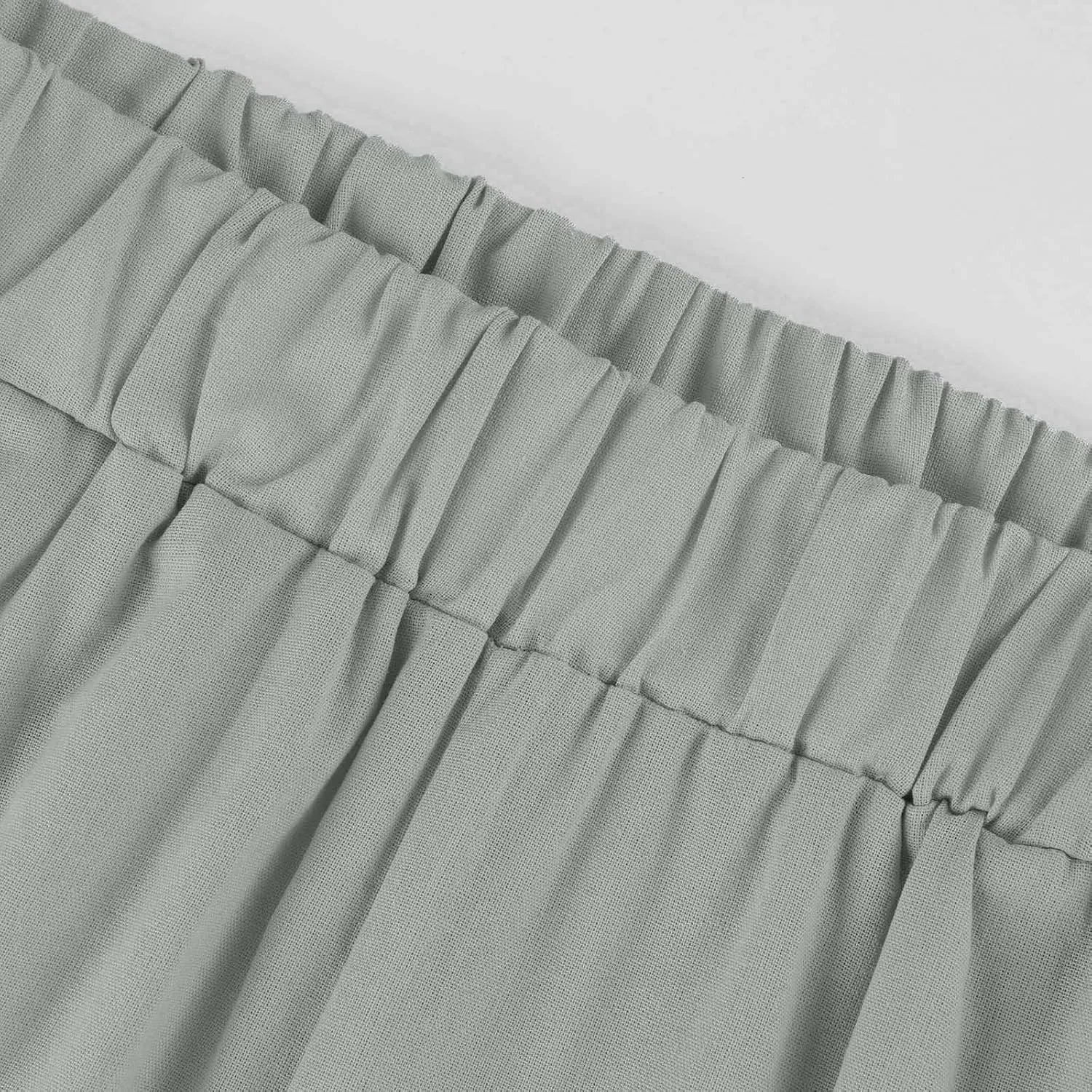 Petite Straight Leg Pants for Women Linen Summer Drawstrings High Waist Trousers with Pockets Lightweight Cropped