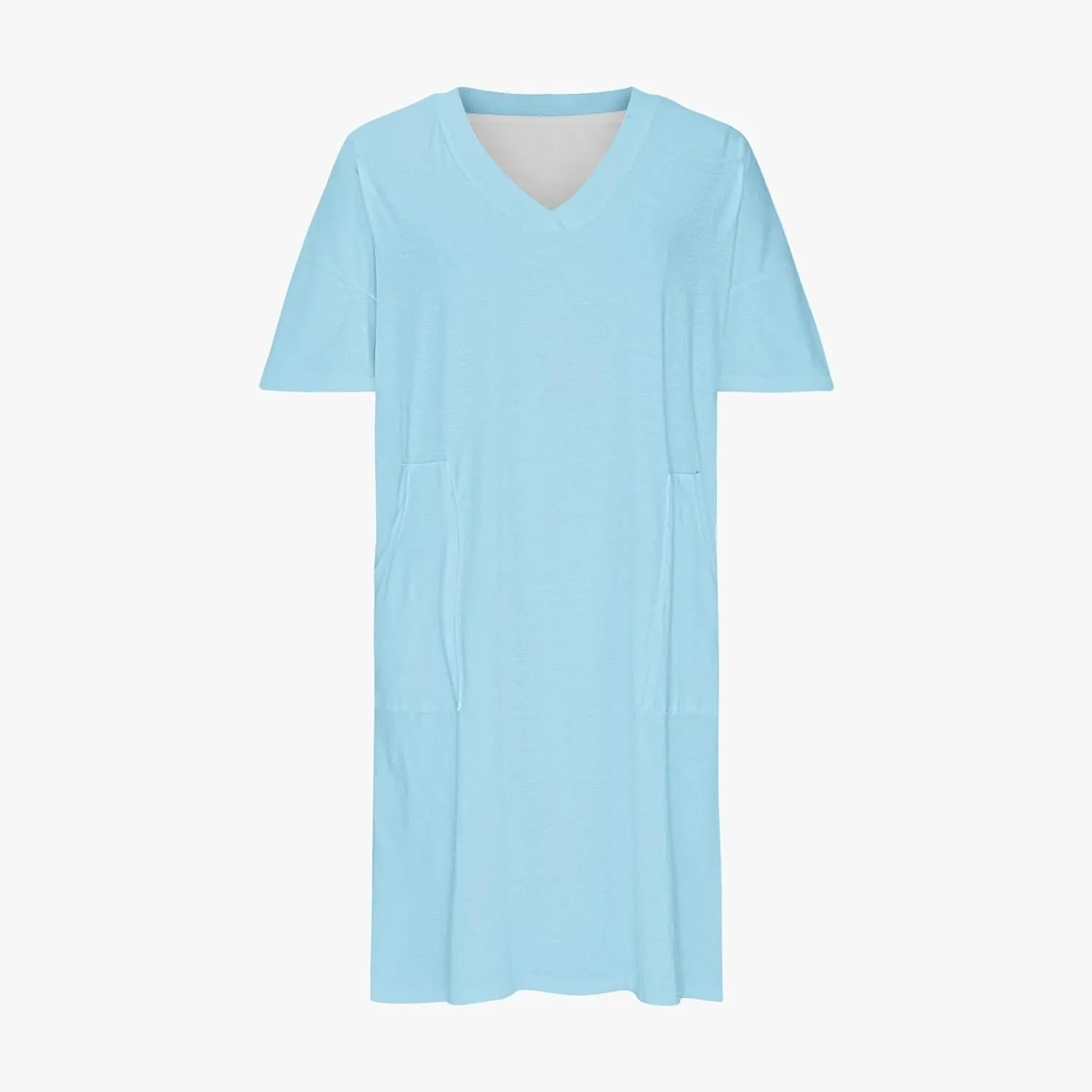 Plus Size Dress for Women Summer Solid Casual Sundresses Short Sleeve Knee Length Shirt Dress with Pockets