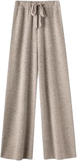 REHJJDFD Women's Solid Knit Wide Leg Pants Loose Trend Straight Pant Winter Versatile Casual High Waist Trousers