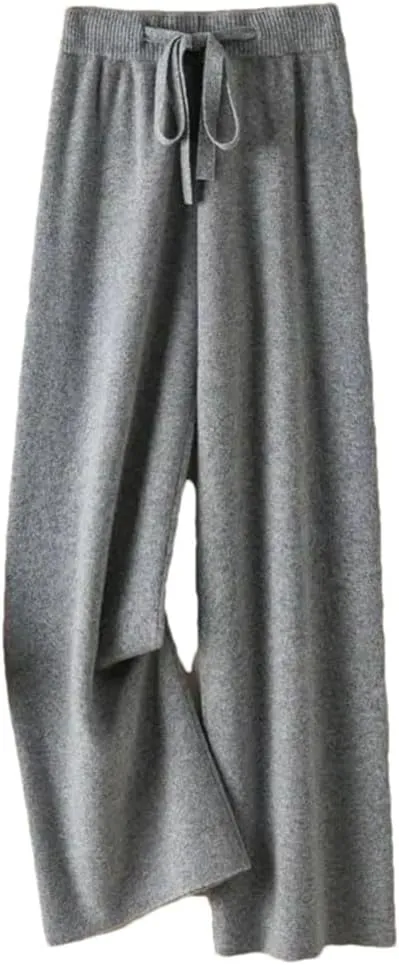 REHJJDFD Women's Solid Knit Wide Leg Pants Loose Trend Straight Pant Winter Versatile Casual High Waist Trousers