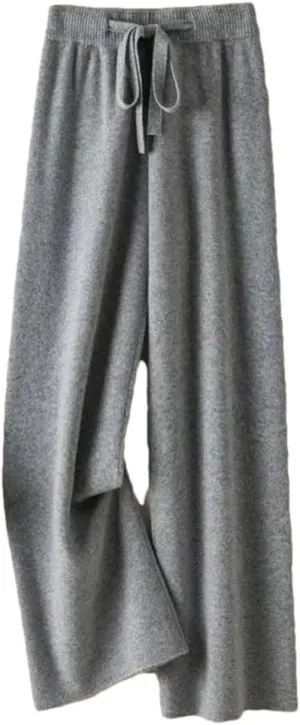 REHJJDFD Women's Solid Knit Wide Leg Pants Loose Trend Straight Pant Winter Versatile Casual High Waist Trousers