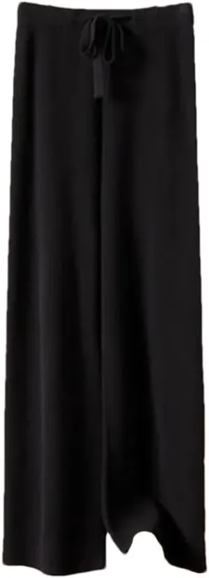 REHJJDFD Women's Solid Knit Wide Leg Pants Loose Trend Straight Pant Winter Versatile Casual High Waist Trousers