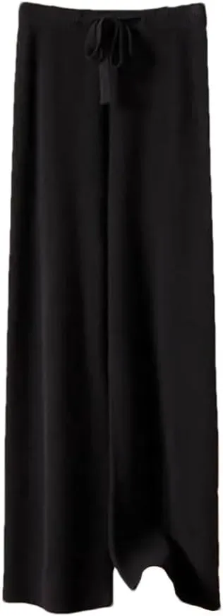 REHJJDFD Women's Solid Knit Wide Leg Pants Loose Trend Straight Pant Winter Versatile Casual High Waist Trousers