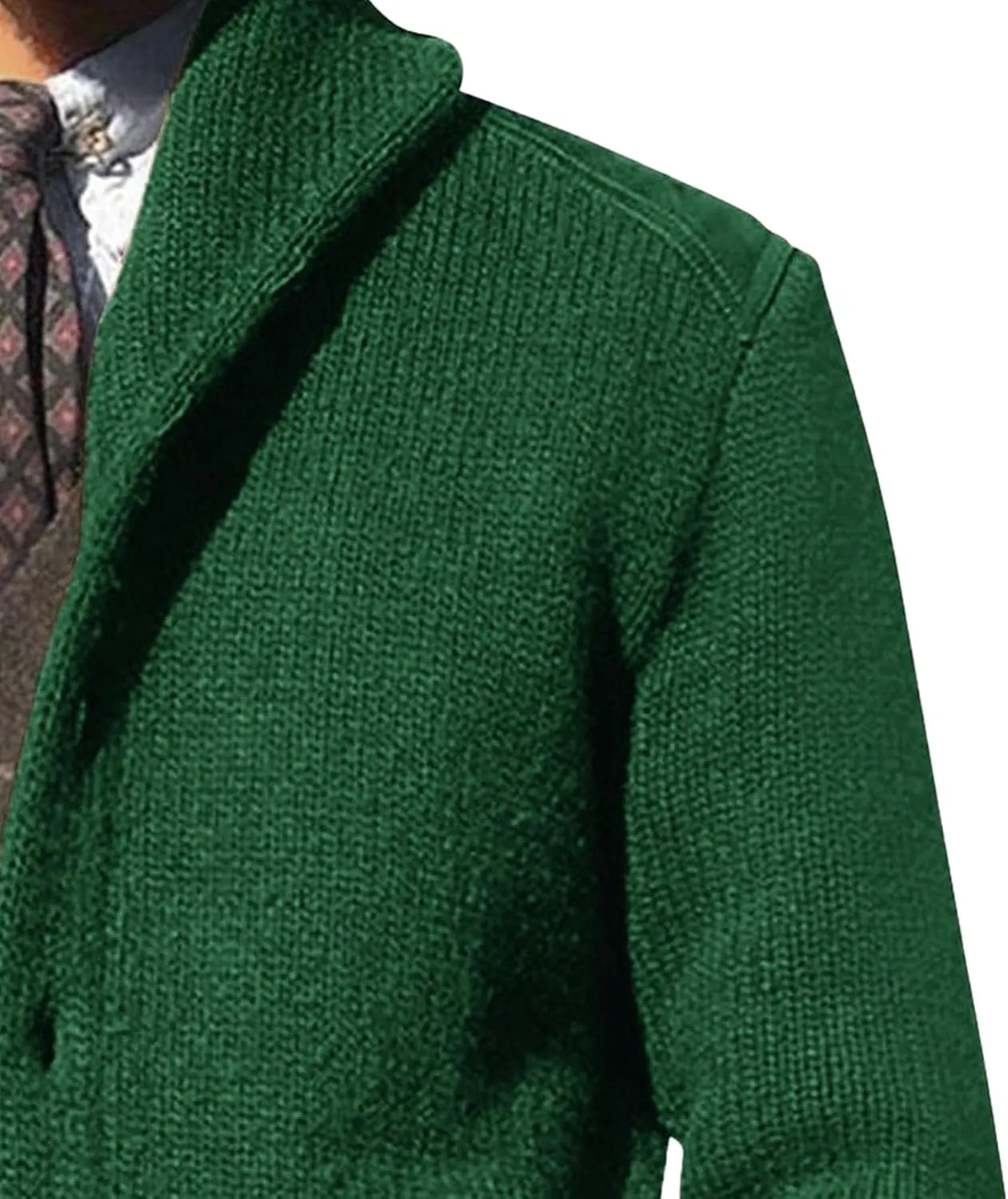 Shawl Collar Sweater for Men Solid Color Long Sleeve Knitted Cardigan Button Down Open Front Sweaters Cardigans