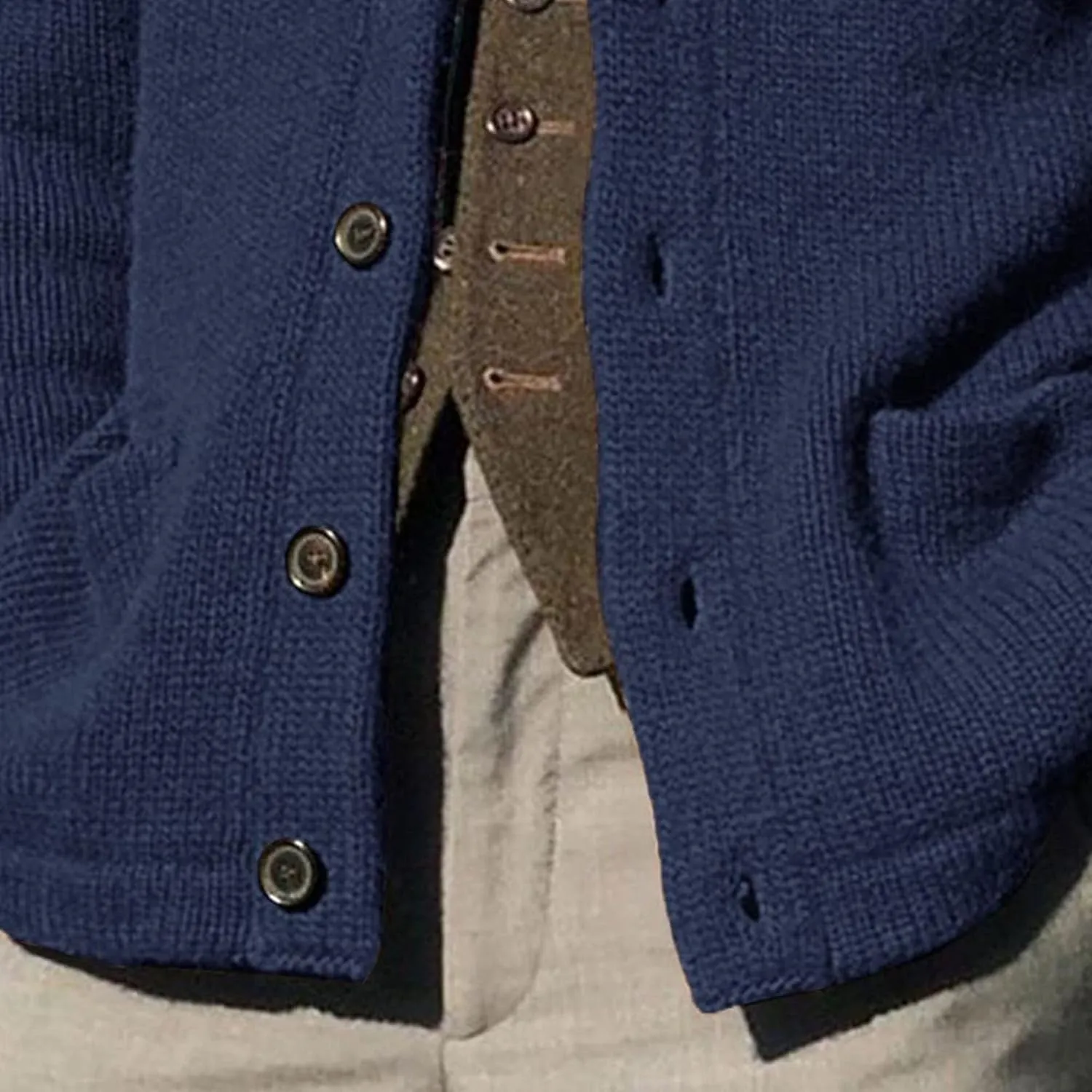 Shawl Collar Sweater for Men Solid Color Long Sleeve Knitted Cardigan Button Down Open Front Sweaters Cardigans