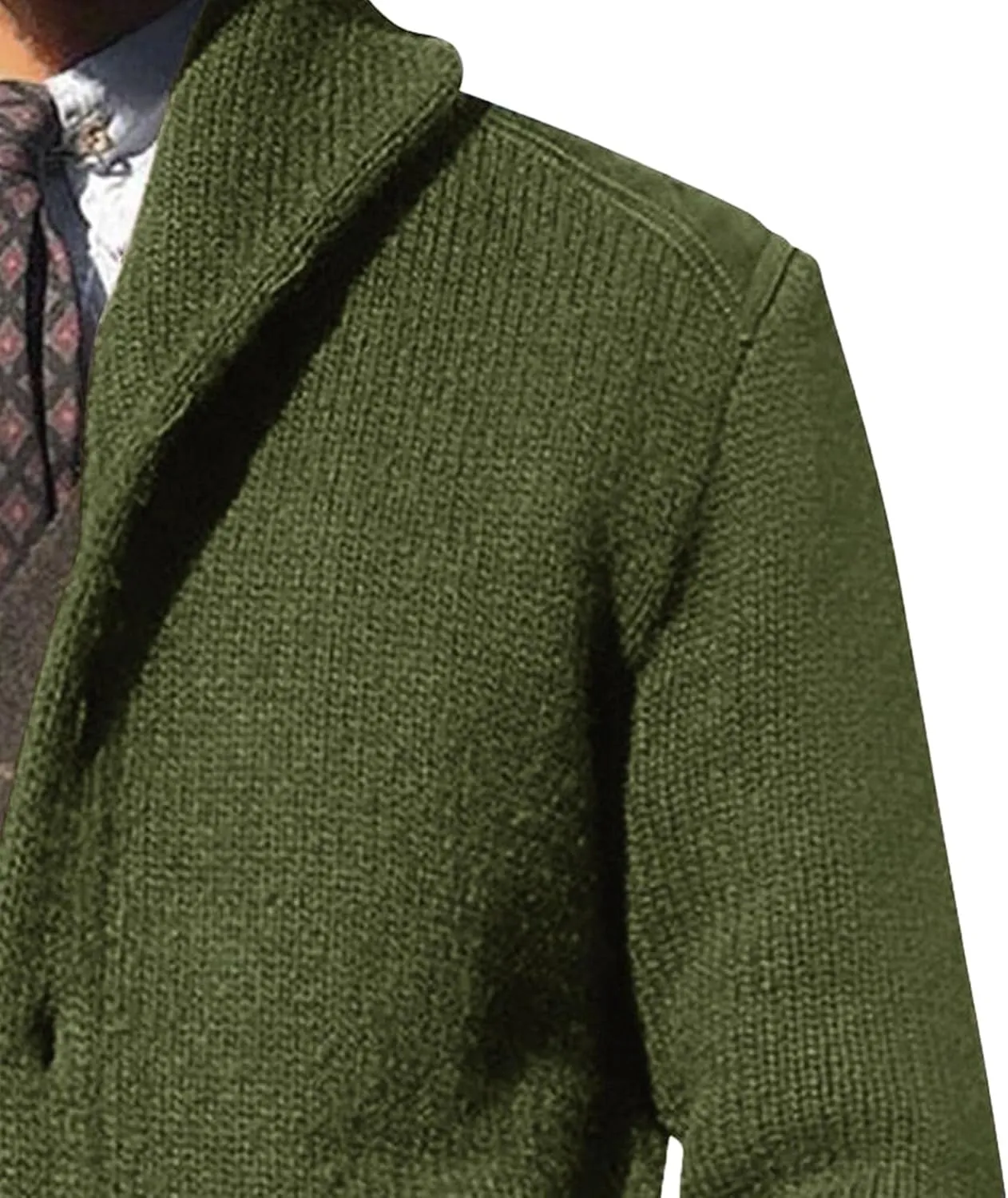Shawl Collar Sweater for Men Solid Color Long Sleeve Knitted Cardigan Button Down Open Front Sweaters Cardigans