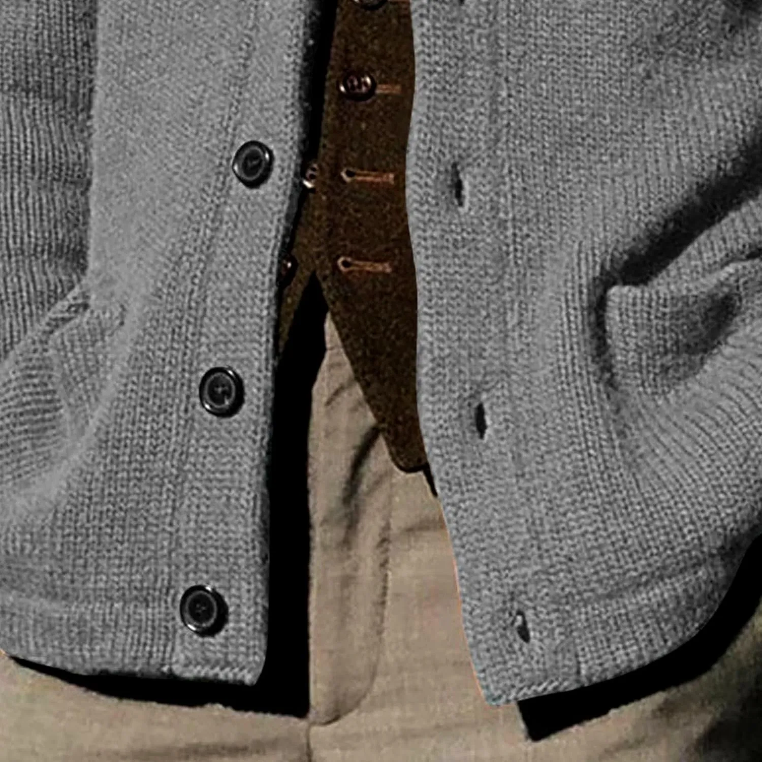 Shawl Collar Sweater for Men Solid Color Long Sleeve Knitted Cardigan Button Down Open Front Sweaters Cardigans