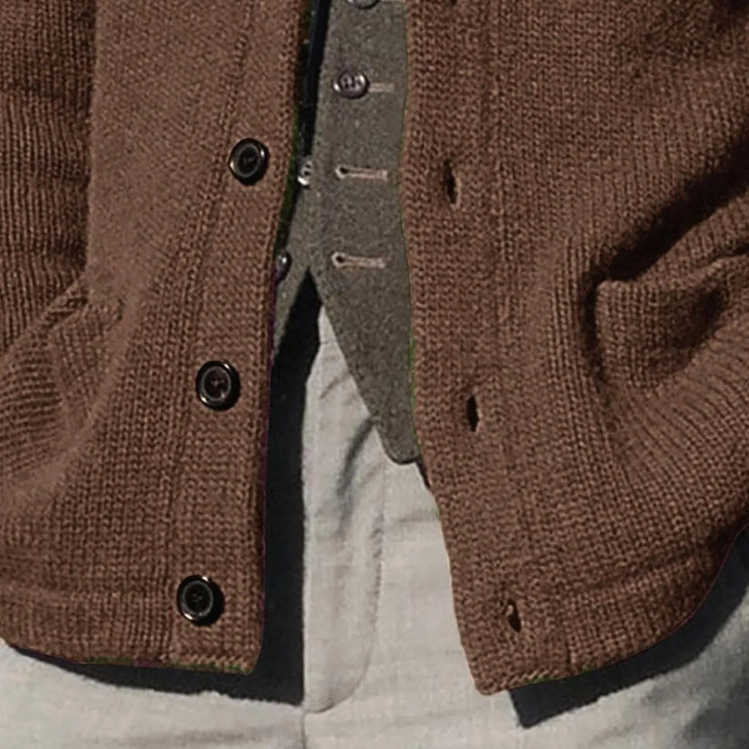 Shawl Collar Sweater for Men Solid Color Long Sleeve Knitted Cardigan Button Down Open Front Sweaters Cardigans