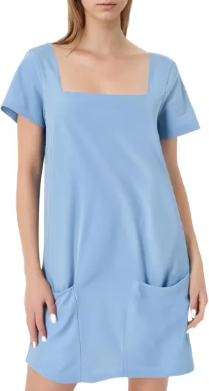 Short Lounge Dresses for Women Summer Solid Square Neck Short Sleeve Mini Beach Dress Plus Size Spring Break Clothes