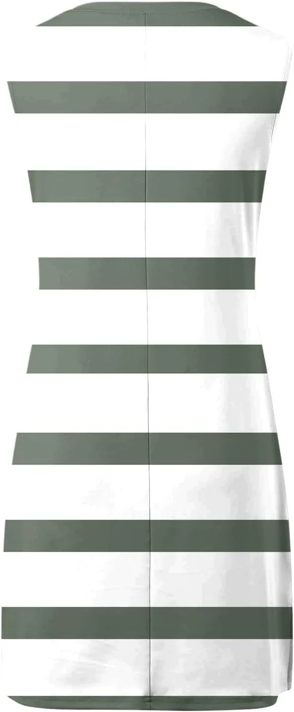 Short Summer Dresses for Women Fashion Striped Sleeveless V Neck Tshirt Mini Dress Bohemian Wedding Teacher Outfits