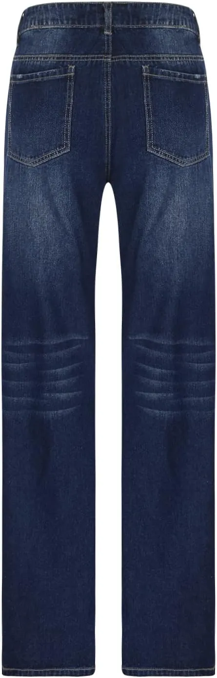 SMIDOW Women Stacked Pants Ripped Jeans Boyfriend Distressed Baggy Cargo Straight Leg Pants
