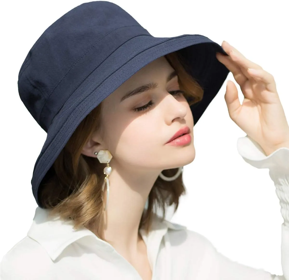 SOMALER Womens Cotton Wide Brim Sun Hats UPF50  UV Packable Beach Hat Summer Bucket Cap for Travel