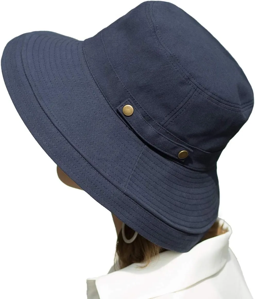SOMALER Womens Cotton Wide Brim Sun Hats UPF50  UV Packable Beach Hat Summer Bucket Cap for Travel