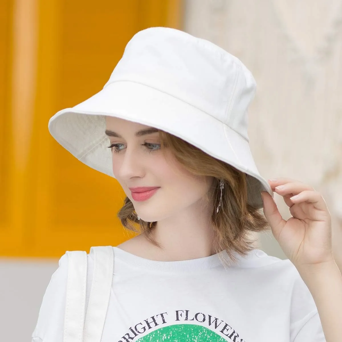 SOMALER Womens Cotton Wide Brim Sun Hats UPF50  UV Packable Beach Hat Summer Bucket Cap for Travel