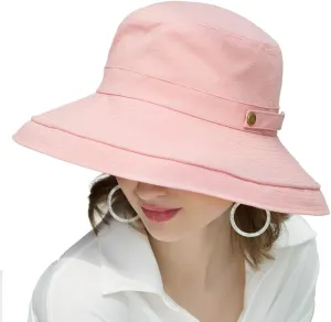 SOMALER Womens Cotton Wide Brim Sun Hats UPF50  UV Packable Beach Hat Summer Bucket Cap for Travel