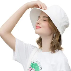 SOMALER Womens Cotton Wide Brim Sun Hats UPF50  UV Packable Beach Hat Summer Bucket Cap for Travel