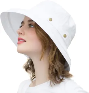 SOMALER Womens Cotton Wide Brim Sun Hats UPF50  UV Packable Beach Hat Summer Bucket Cap for Travel