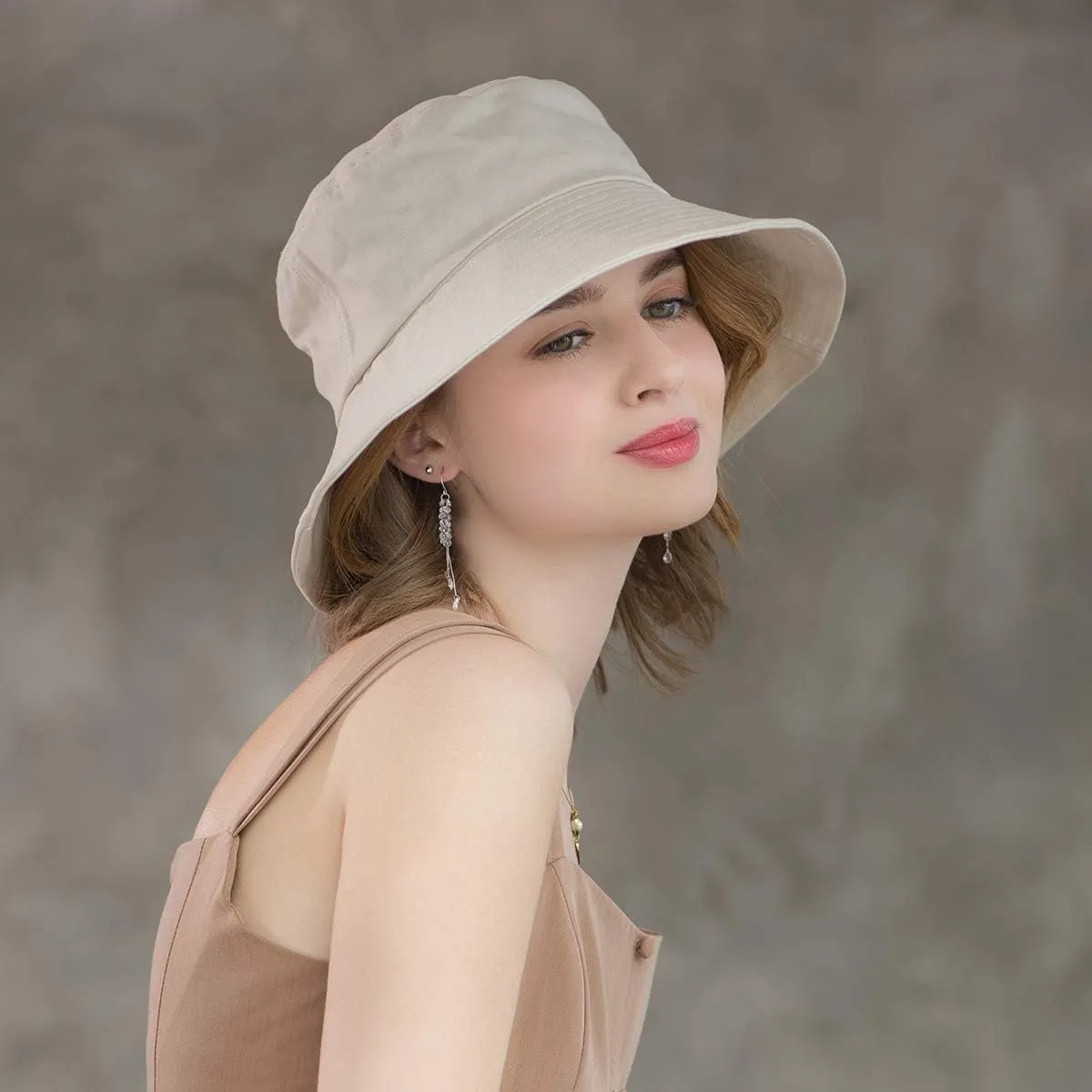 SOMALER Womens Cotton Wide Brim Sun Hats UPF50  UV Packable Beach Hat Summer Bucket Cap for Travel