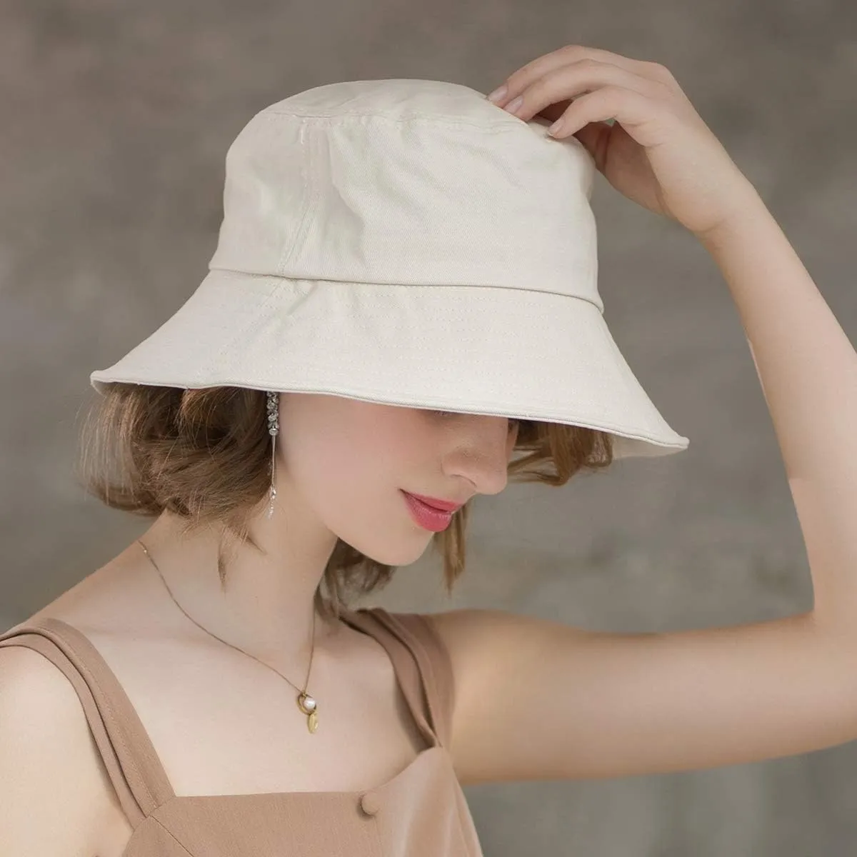 SOMALER Womens Cotton Wide Brim Sun Hats UPF50  UV Packable Beach Hat Summer Bucket Cap for Travel