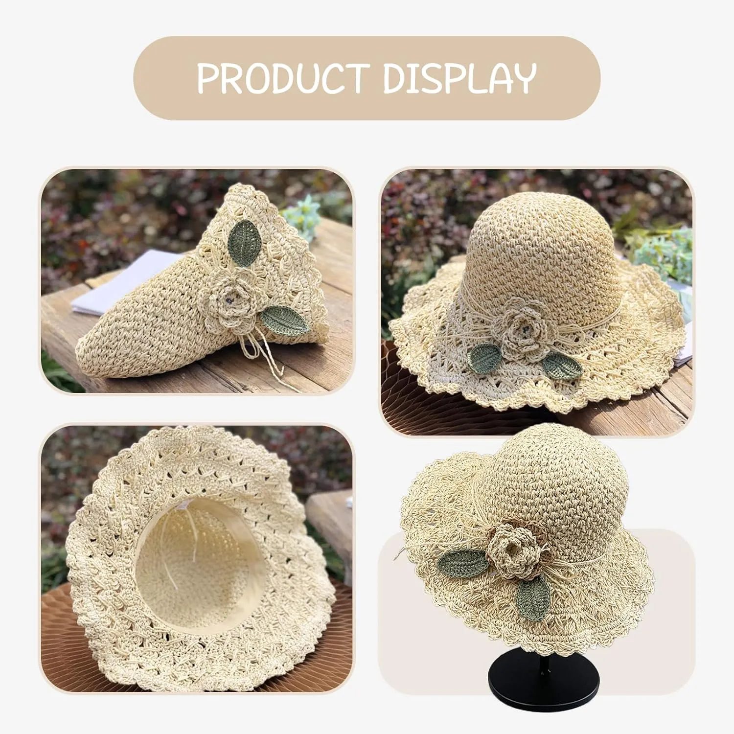 Straw Cowboy Hat Cowgirl Hat Woven Sun Hats Shapeable Brim Travel Vacation Beach Sun Hats for Men's Women's