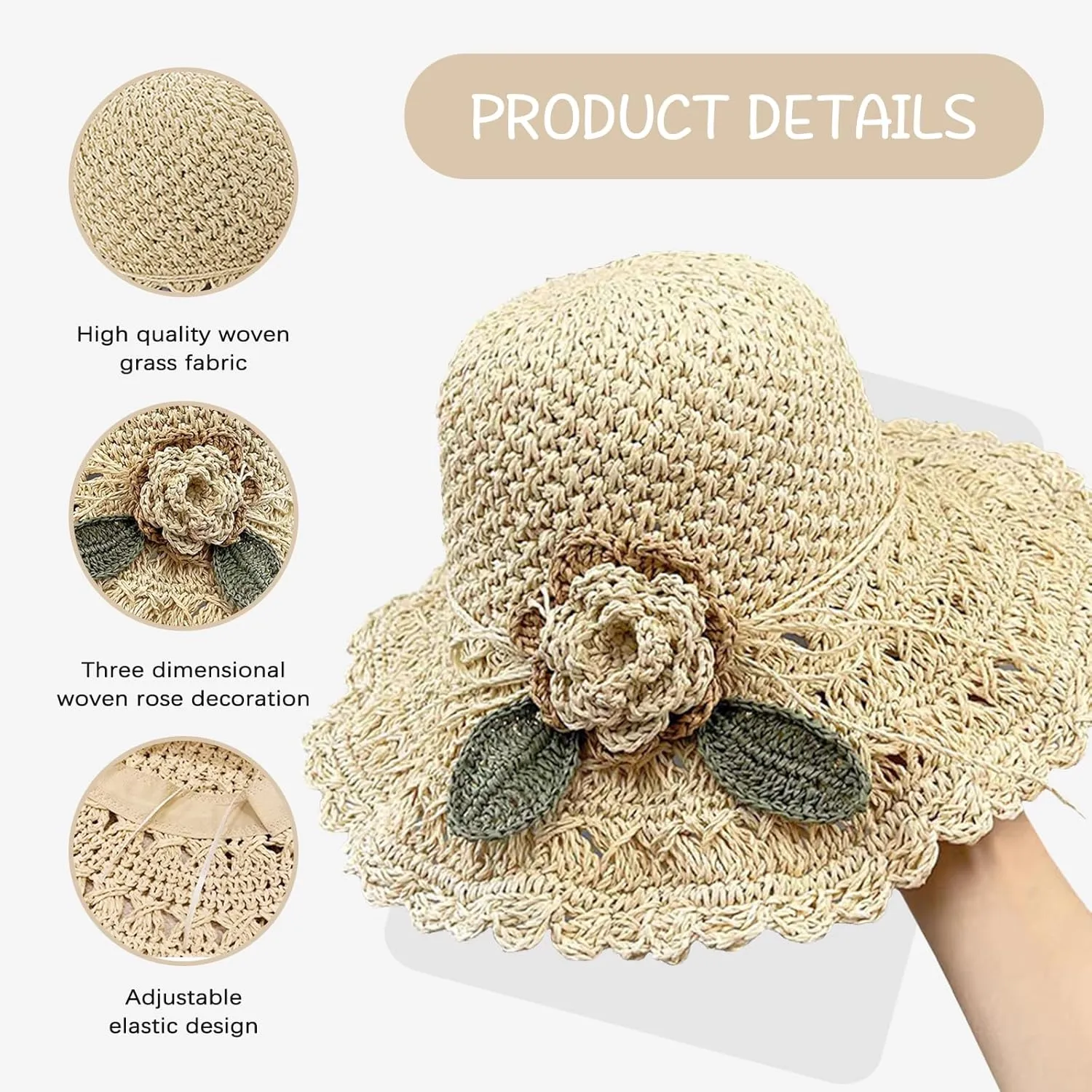 Straw Cowboy Hat Cowgirl Hat Woven Sun Hats Shapeable Brim Travel Vacation Beach Sun Hats for Men's Women's