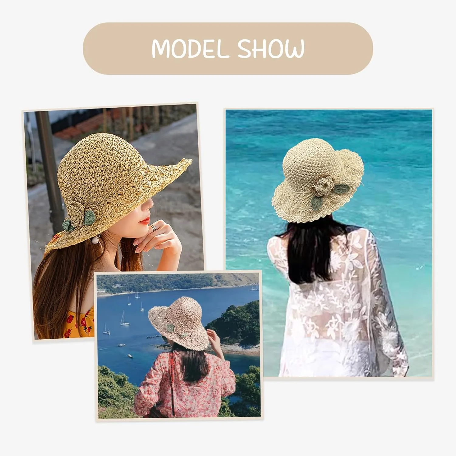Straw Cowboy Hat Cowgirl Hat Woven Sun Hats Shapeable Brim Travel Vacation Beach Sun Hats for Men's Women's
