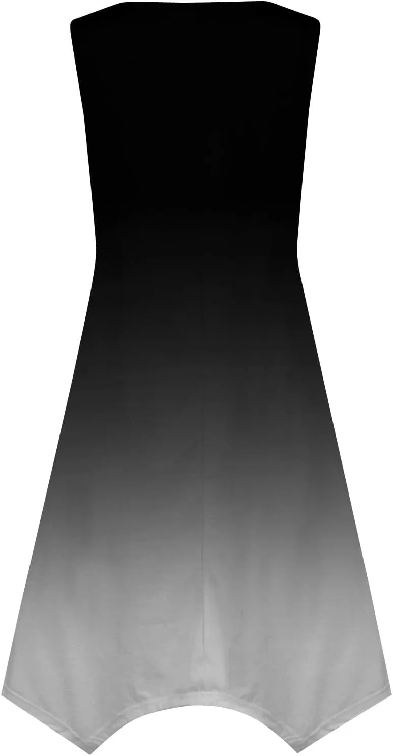 Summer Dresses for Women Summer Floral Casual Sundresses Beach Flowy Midi Tank Dresses Hankerchief Hem Sleeveless Dress