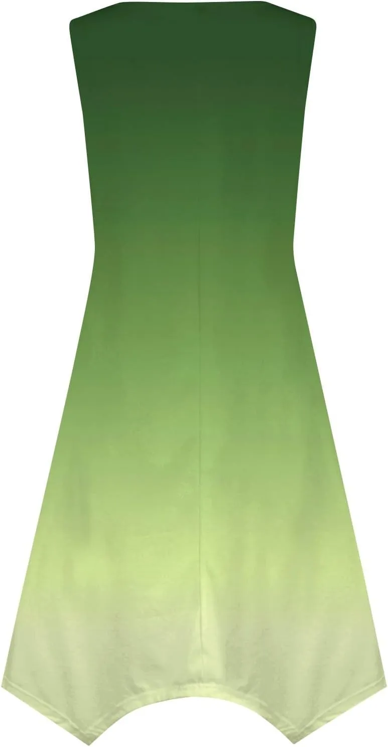 Summer Dresses for Women Summer Floral Casual Sundresses Beach Flowy Midi Tank Dresses Hankerchief Hem Sleeveless Dress