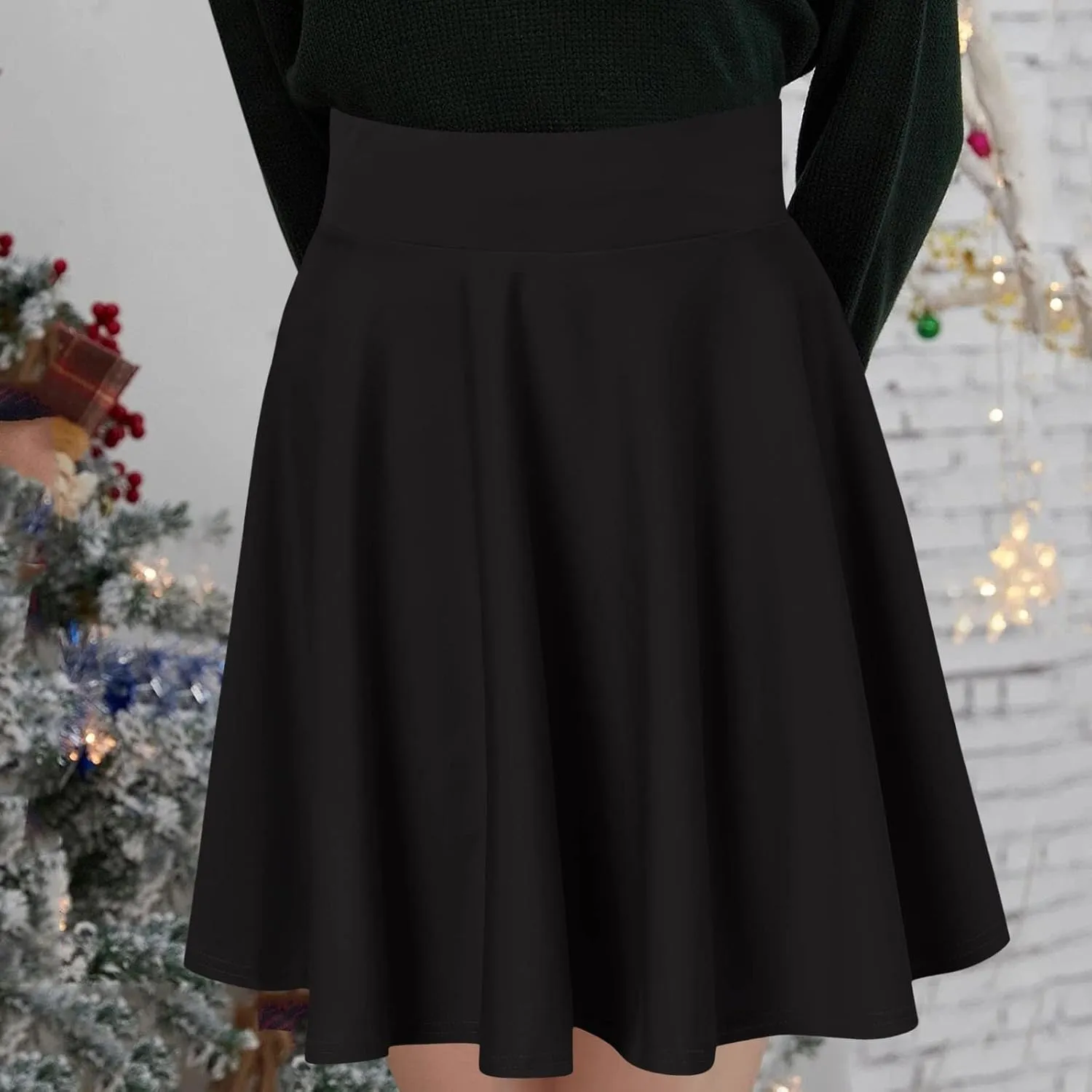 Summer Skirt with Slim Liner Stretchy High Elastic Waist Pleated Tummy Control Mini Shorts Skirts for Women