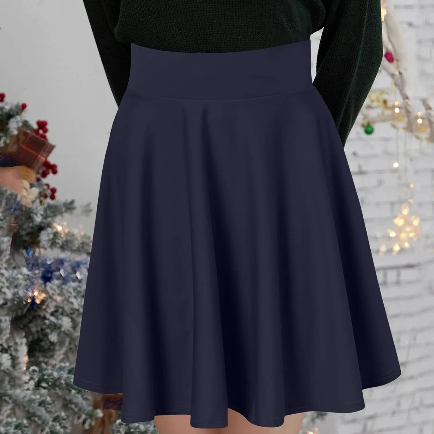 Summer Skirt with Slim Liner Stretchy High Elastic Waist Pleated Tummy Control Mini Shorts Skirts for Women