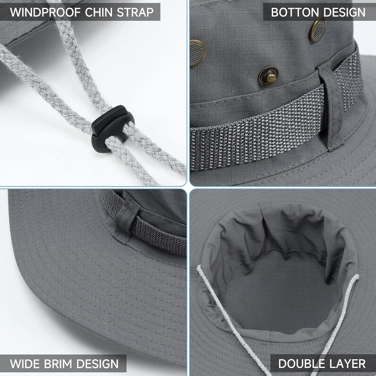 Sun Hat for Men Women: Fishing Hat Wide Brim Bucket Boonie Hats UV Protection for Summer Beach Hiking Safari Travel
