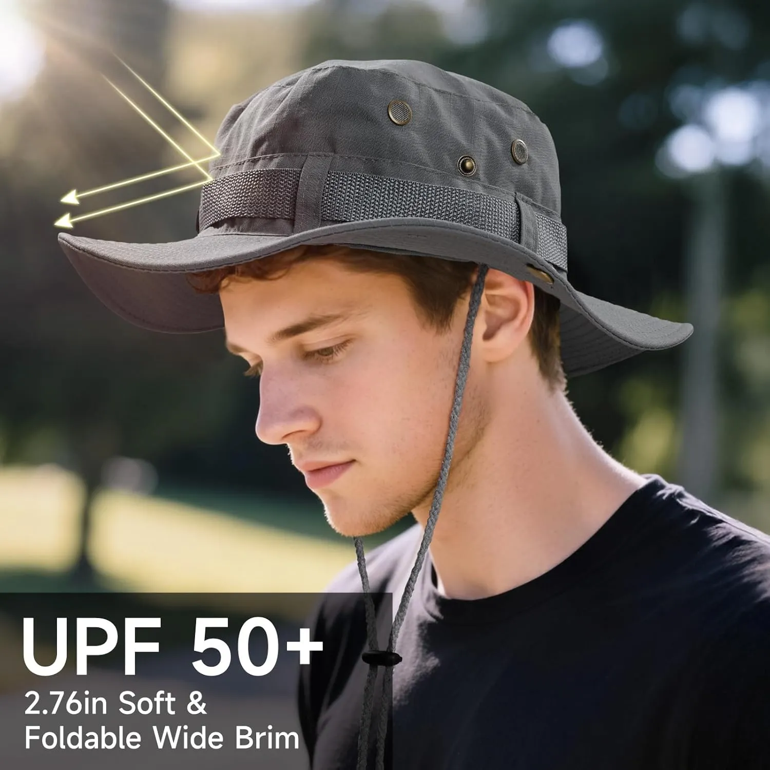 Sun Hat for Men Women: Fishing Hat Wide Brim Bucket Boonie Hats UV Protection for Summer Beach Hiking Safari Travel