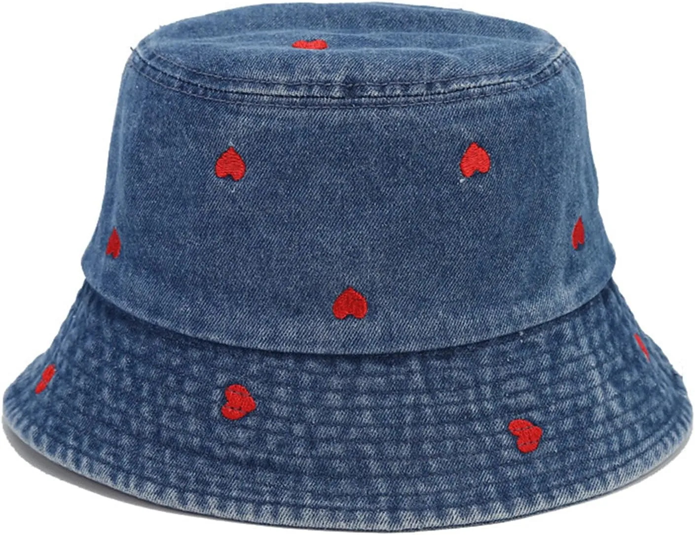 Sun Hat Womens Heart Print Y2K Bucket Hats UV Protection Summer Hats Wide Brim Sunhat