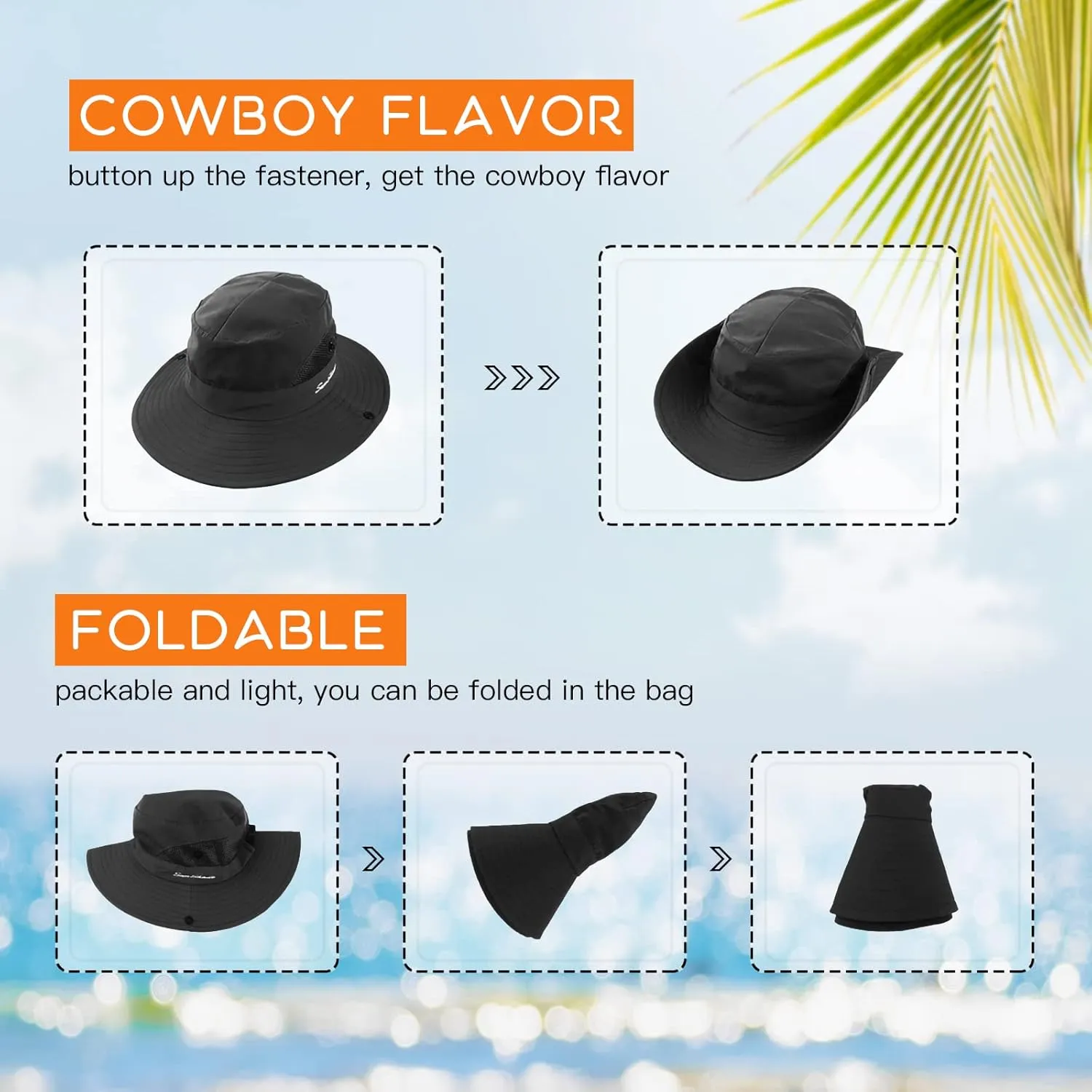 Sun Hats for Women Beach Hat Ponytail Hat Womens Sun Hat with UV Protection Wide Brim