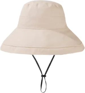 Sun Hats Sun Protection Summer Cotton Reversible Bucket Hat with Adjustable Chin Strap Summer Shapeable Packable Outdoor Wide Brim Hat Hat for Womens Gardening (Beige)