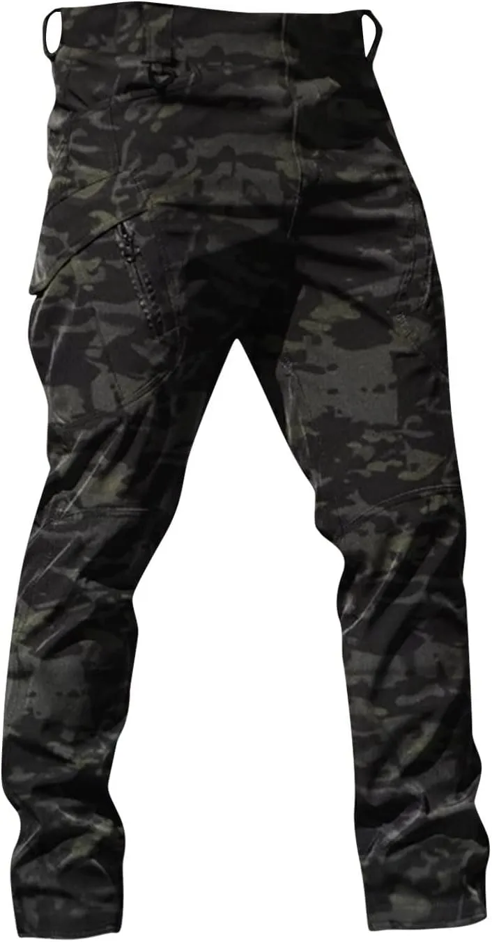 Tactical Pants for Men Military Stretchy Cargo Pants with Pockets Relaxed Fit Water Proof Elastic Waist Work Pants