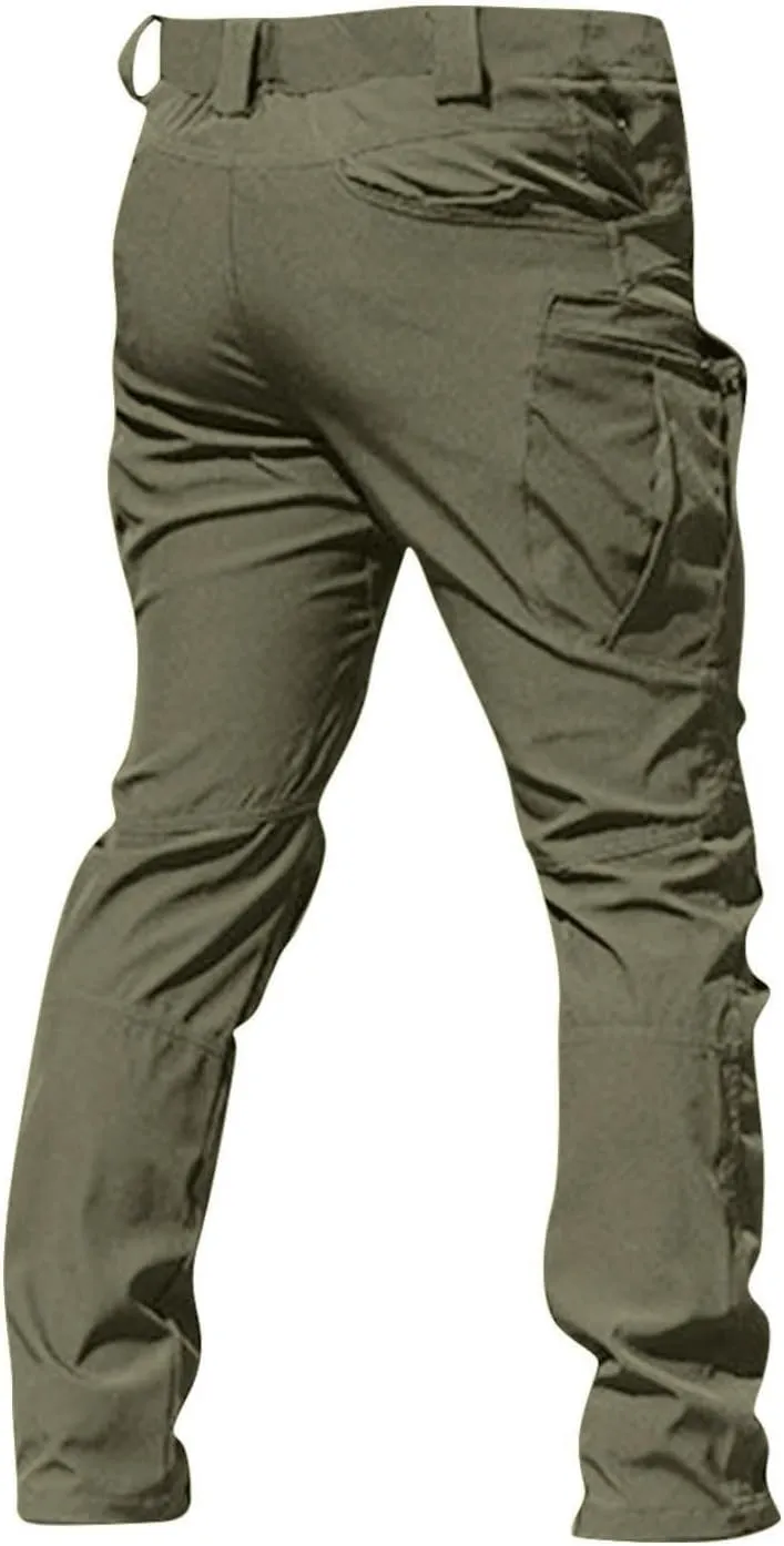 Tactical Pants for Men Military Stretchy Cargo Pants with Pockets Relaxed Fit Water Proof Elastic Waist Work Pants