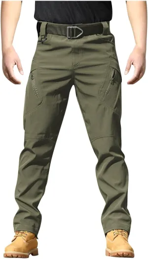 Tactical Pants for Men Military Stretchy Cargo Pants with Pockets Relaxed Fit Water Proof Elastic Waist Work Pants