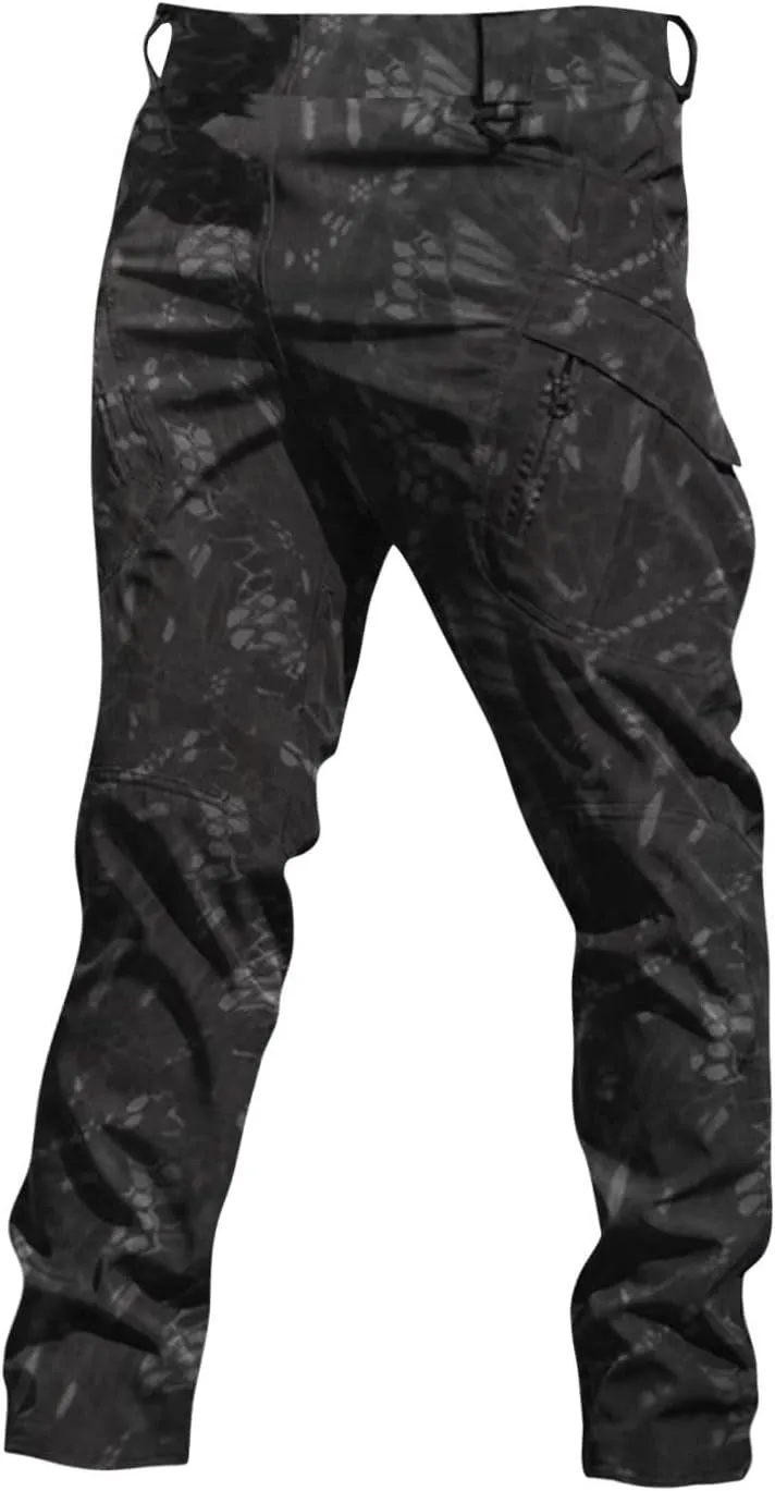 Tactical Pants for Men Military Stretchy Cargo Pants with Pockets Relaxed Fit Water Proof Elastic Waist Work Pants
