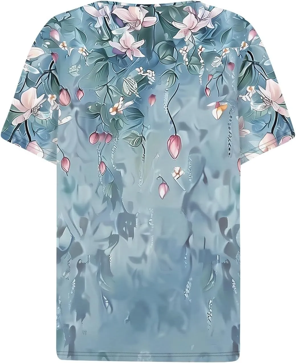 Tops for Women Trendy Henley V Neck Pullover Printed Vacation Tops Button Down Comfy Tees Trendy Tunics T Shirt