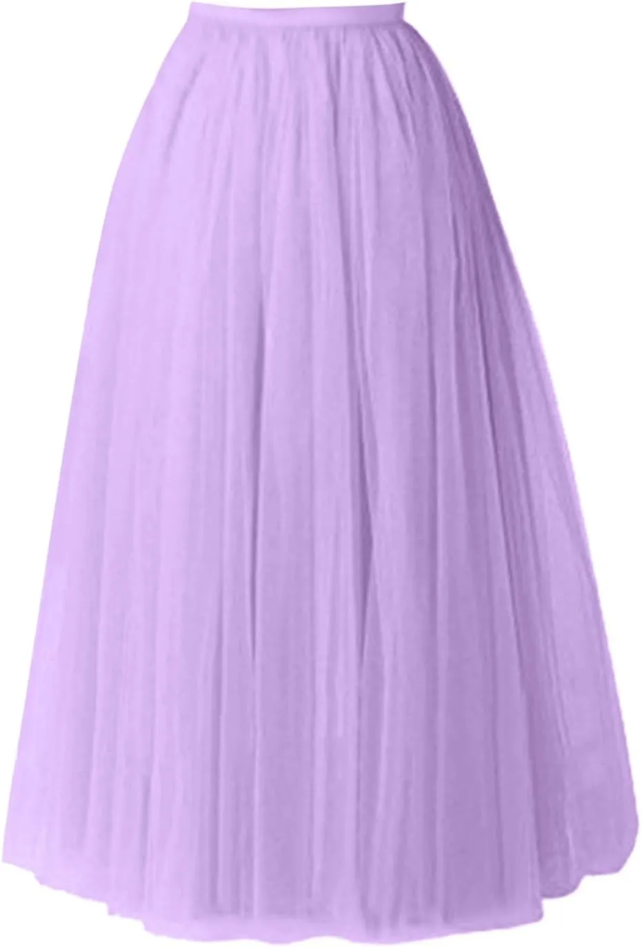 Tulle A-Line Maxi Skirts for Women Elastic Waisted Swing Tiered Mesh Pleated Long Skirt for Dancing