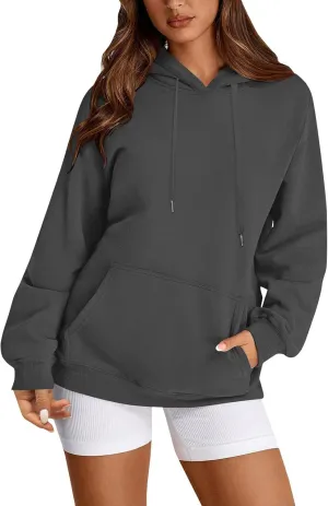 TWGONE Womens Hoodies Pullover Casual Long Sleeve Solid Lightweight Tops Loose Hooded Sweatshirt with Pocket