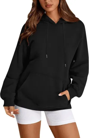 TWGONE Womens Hoodies Pullover Casual Long Sleeve Solid Lightweight Tops Loose Hooded Sweatshirt with Pocket