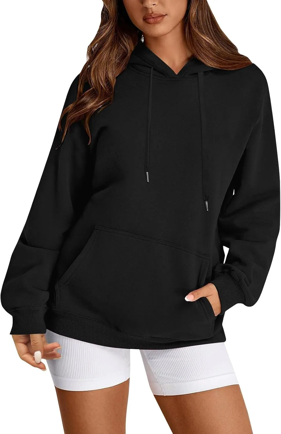 TWGONE Womens Hoodies Pullover Casual Long Sleeve Solid Lightweight Tops Loose Hooded Sweatshirt with Pocket