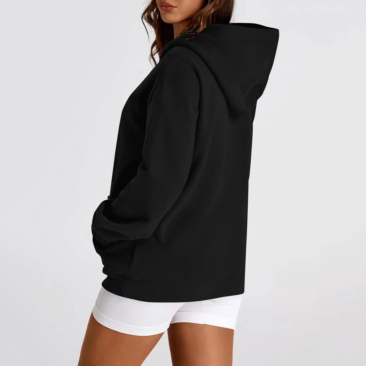 TWGONE Womens Hoodies Pullover Casual Long Sleeve Solid Lightweight Tops Loose Hooded Sweatshirt with Pocket