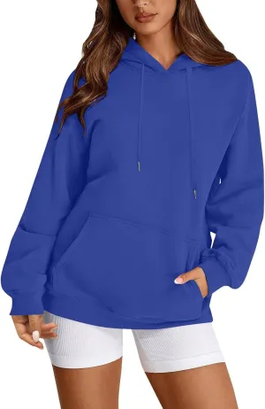 TWGONE Womens Hoodies Pullover Casual Long Sleeve Solid Lightweight Tops Loose Hooded Sweatshirt with Pocket