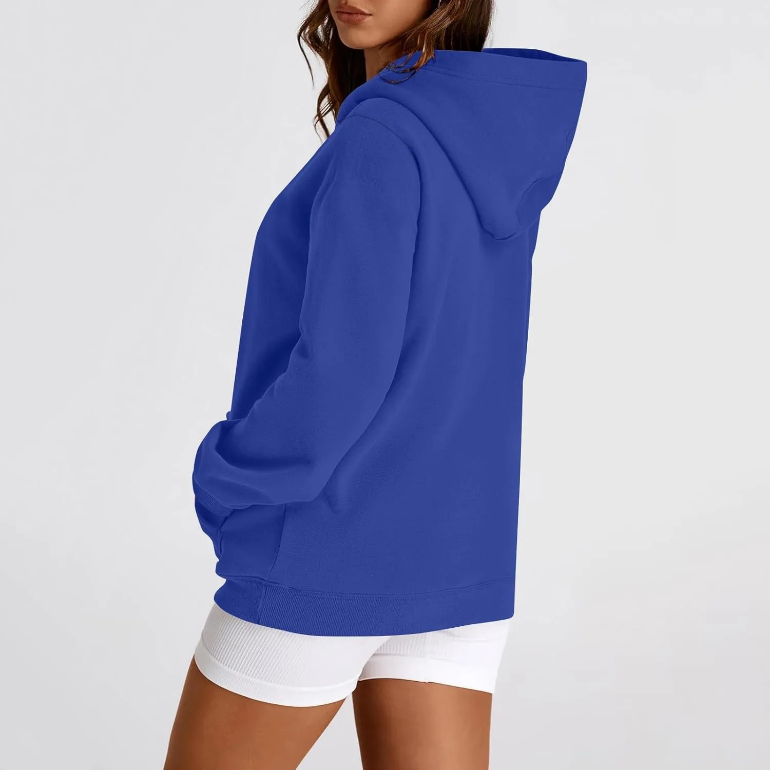 TWGONE Womens Hoodies Pullover Casual Long Sleeve Solid Lightweight Tops Loose Hooded Sweatshirt with Pocket