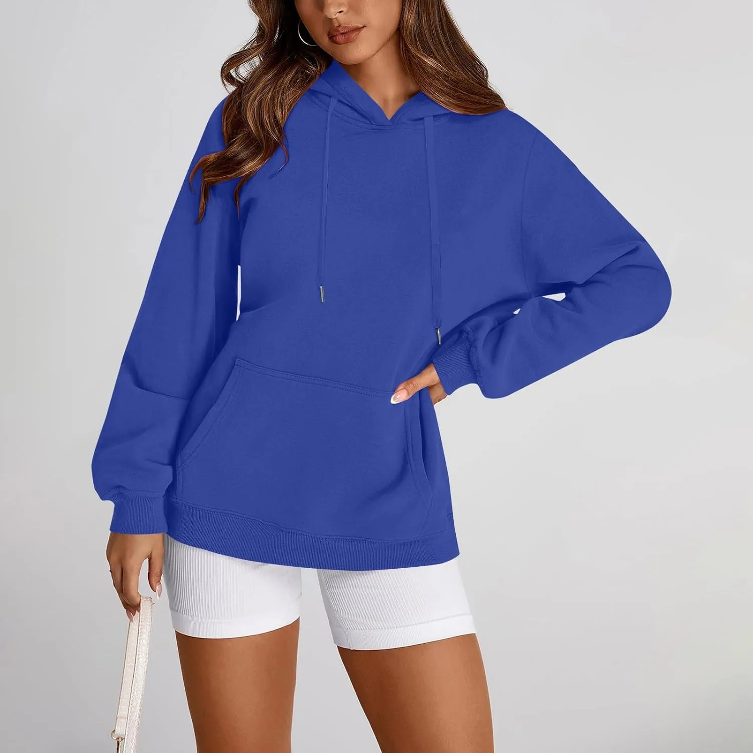 TWGONE Womens Hoodies Pullover Casual Long Sleeve Solid Lightweight Tops Loose Hooded Sweatshirt with Pocket
